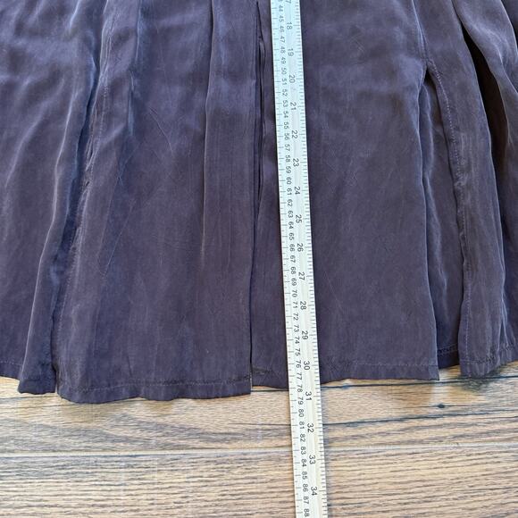 Vintage Coldwater Creek Brown Rayon Midi Skirt PM Made in USA Boho Lined Slit - Picture 7 of 7